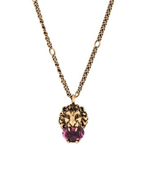 gucci lion head earrings with crystals|Gucci lion necklace for sale.